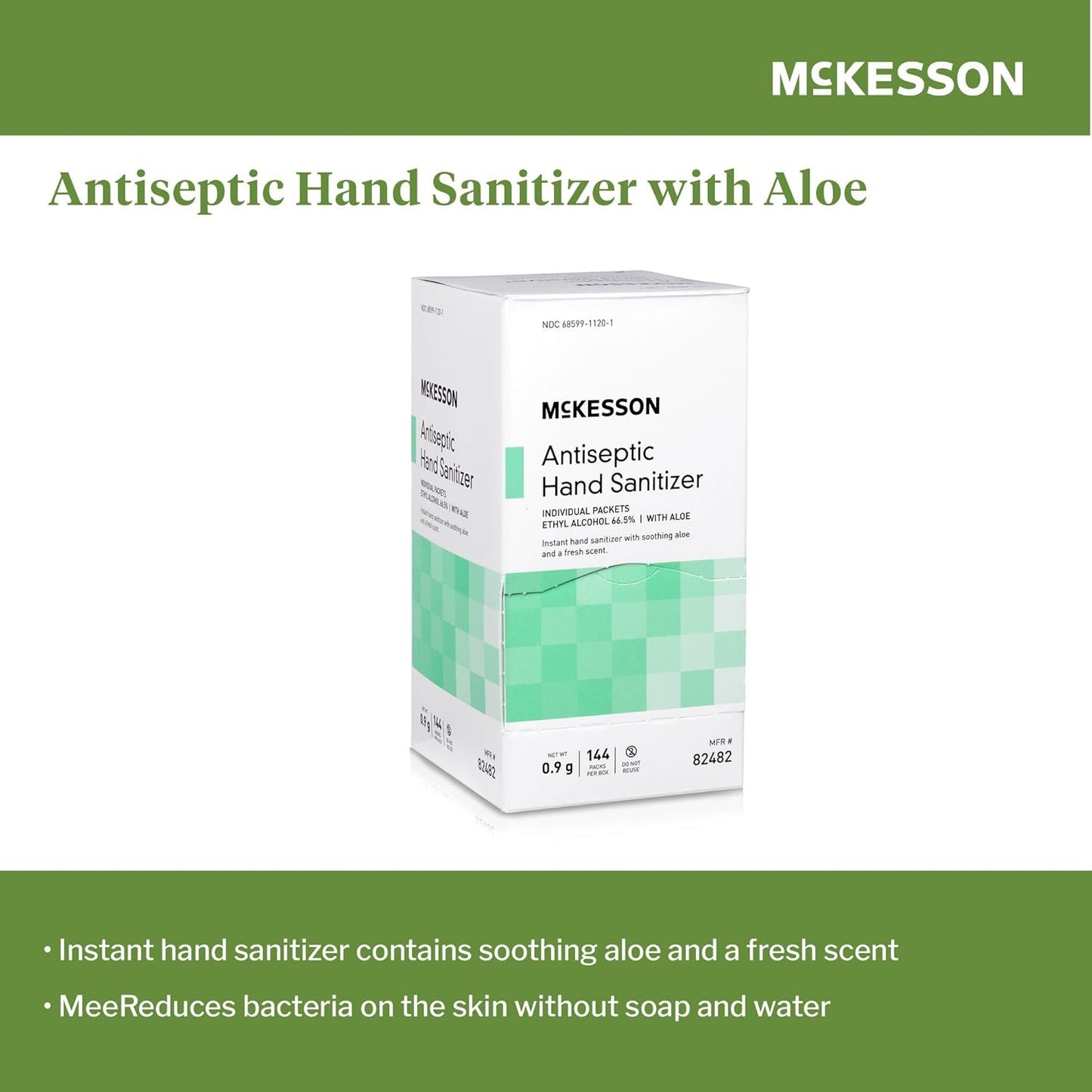 McKesson Hand Sanitizer Gel with Aloe [144 Count] Travel Size, Single Packets, Individually Wrapped Sanitizers, Ethyl Alcohol