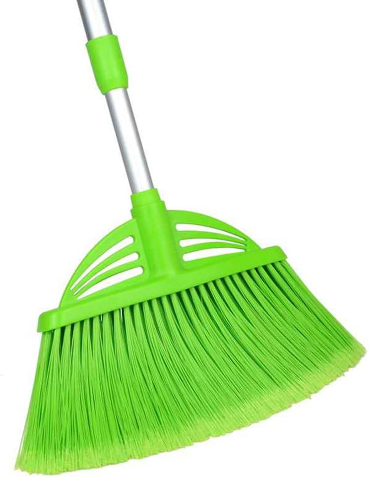 Three-Section Telescopic Aluminum Alloy Rod Long-Handled Broom for Housekeeping Garden Camping Outdoor&Indoor, 3 CPS Green