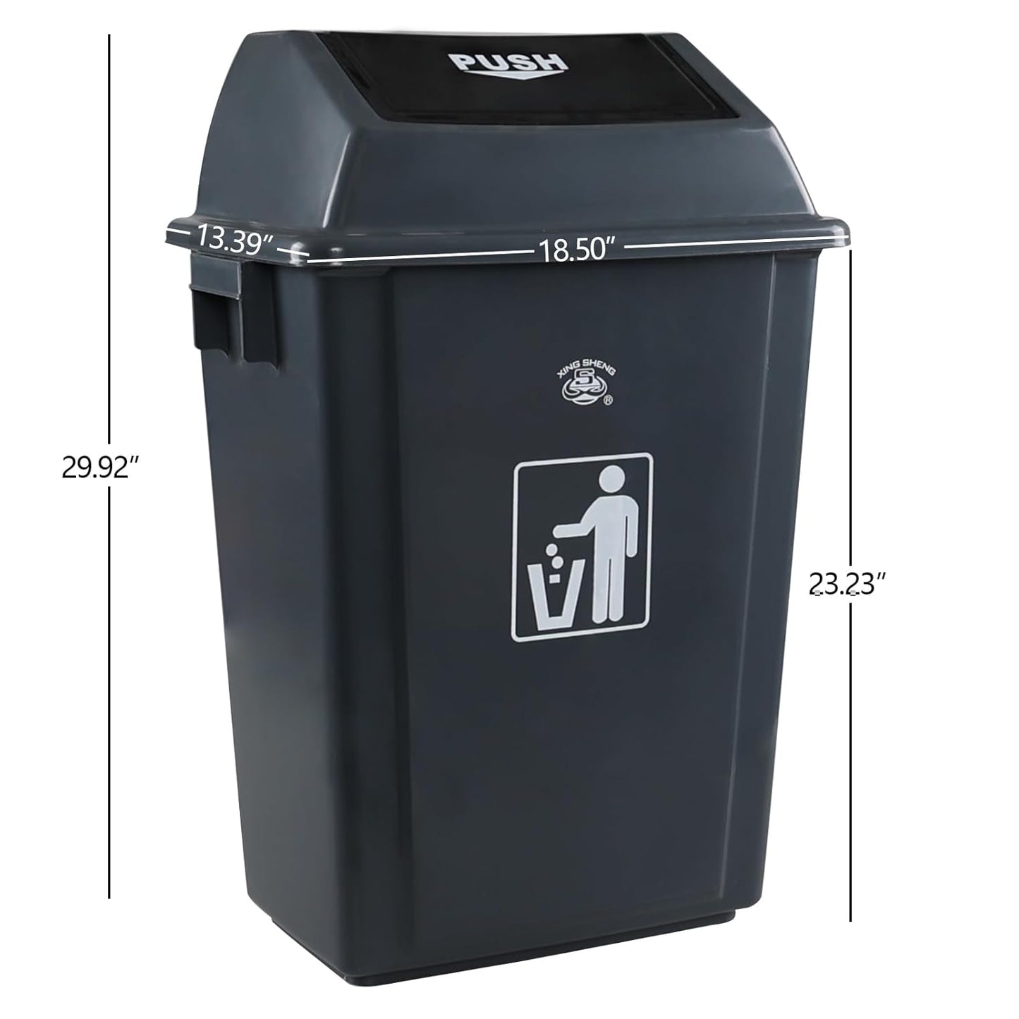 4 Packs 18 Gallon Large Commercial Trash Can, Kitchen Waste Bin with Lid, Plastic Tall Garbage Can Outdoor, 30" High