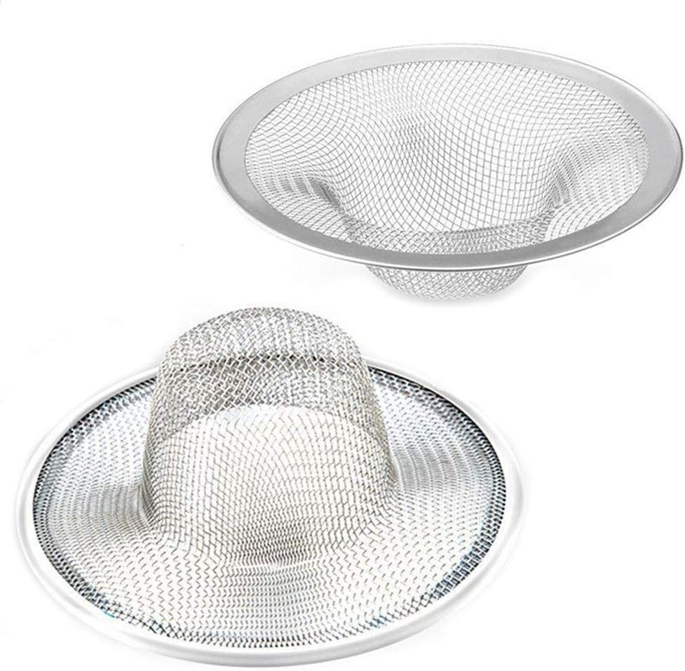 2 Pcs Heavy Duty Stainless Steel Slop Basket Filter Trap, 3.54" Top / 1.65" Mesh Metal Sink Strainer, Perfect for Kitchen Sink/Bathroom Bathtub RV Wash Basin Floor Drain Balcony Drain Hole