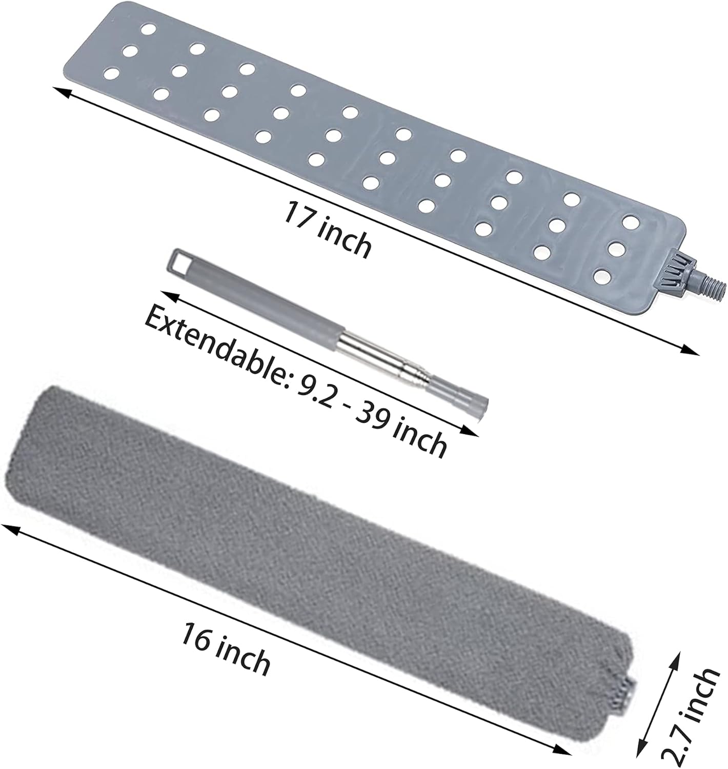 Upgraded Under Appliance Cleaning Gadgets, Microfiber Gap Duster, Skinny Flat Duster with Extendable Pole 26-55 Inches, Suitable for Underneath Cleaning of Furniture, Fridges, Couch, Stove, Bed