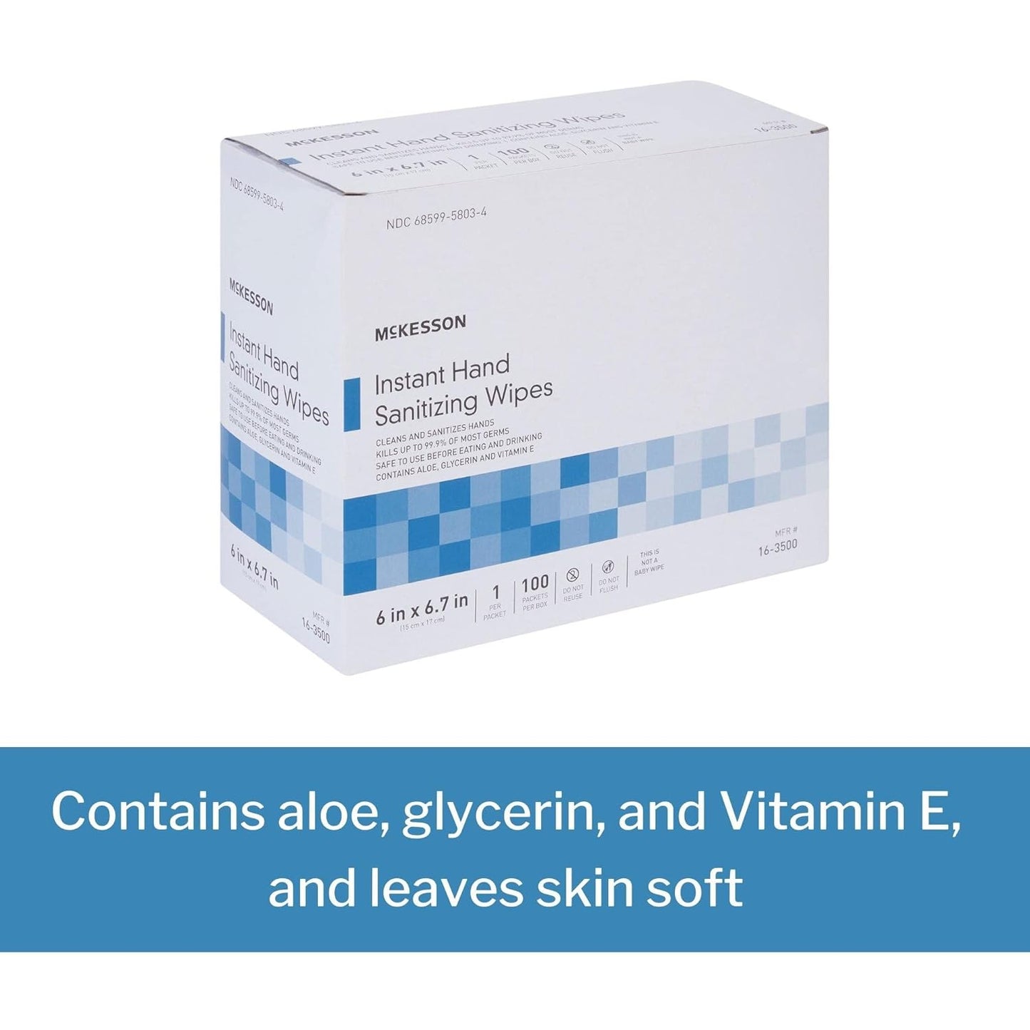 McKesson Hand Sanitizing Wipes [100 Count] Alcohol Wipes with Aloe and Vitamin E, Travel, Individually Wrapped