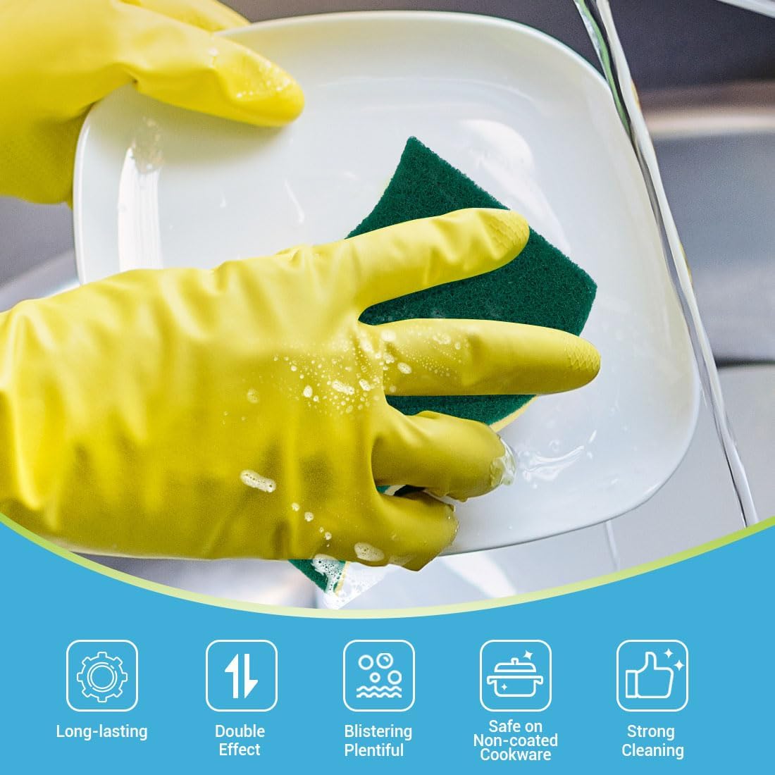 AIDEA Heavy-Duty Scrub Sponges, 24Count, Sponge for Non-Coated Cookware, Kitchen Sponges for Dishes, Scrubbing Power for Tough Messes, Cleaning Sponge for Kitchen, Bathroom, Household