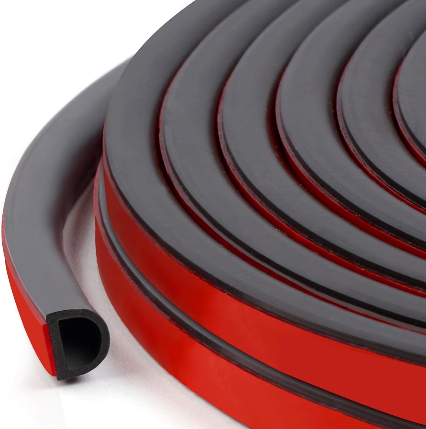 【New Upgrade】 Silicone Door Weather Stripping Door Seal Strip, 19.7 Feet Self-Adhesive D-Shape Door Insulation Strip for Door Frame& Window