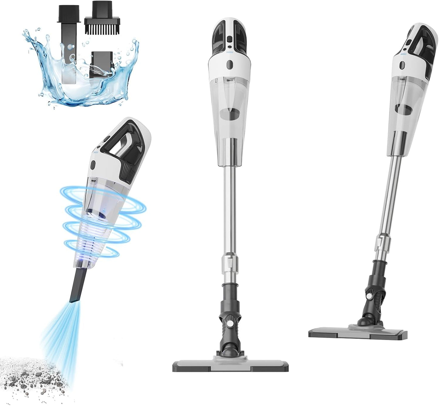 TECBOT Cordless Vacuum Cleaner, 12000 Pa Powerful Stick Vacuum with Brushless Motor, LED Touch Display, 30 Mins Long Runtime, Self-Standing Lightweight Vacuum for Hard Floor Carpet Hair, Gray