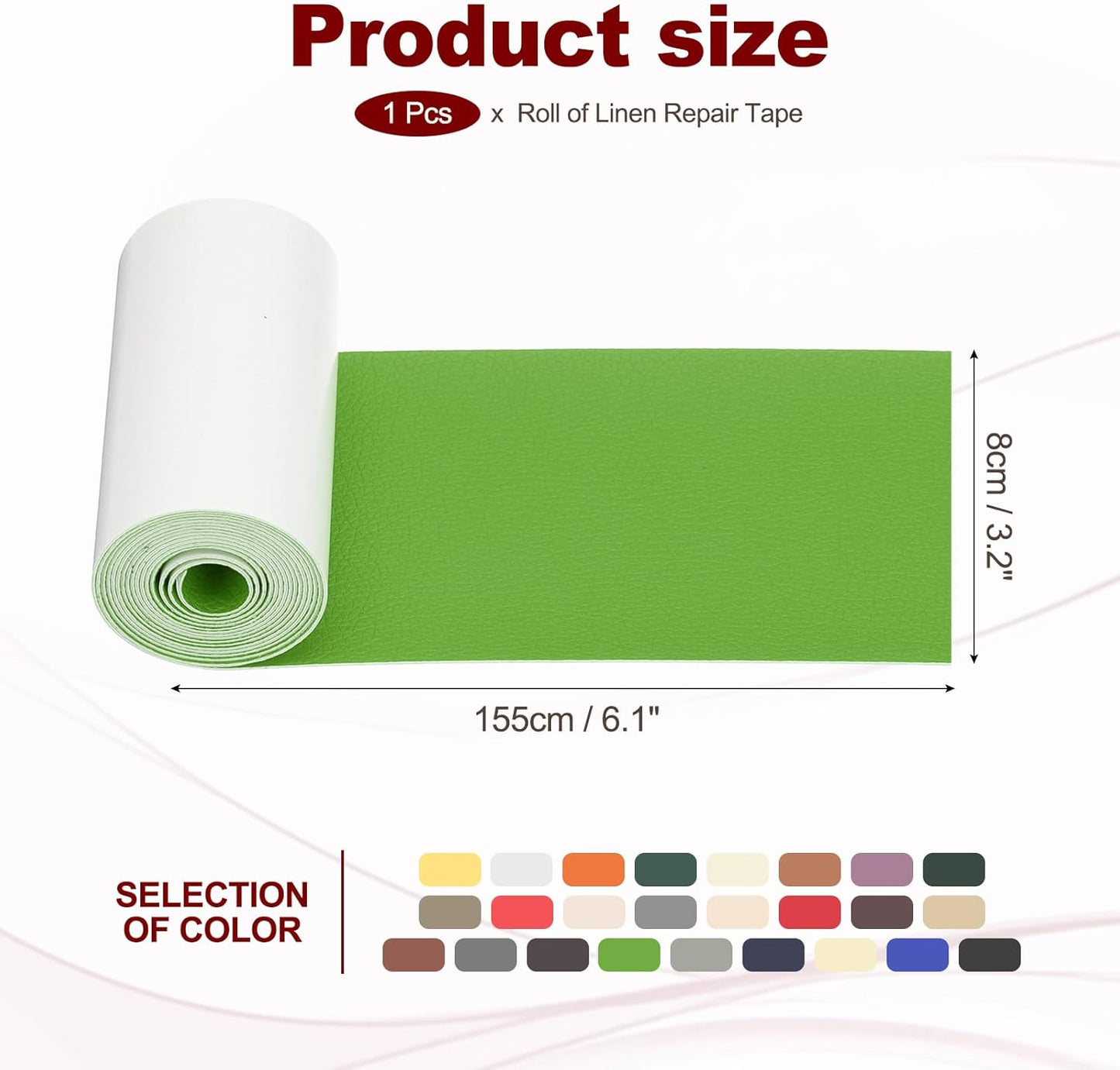 PATIKIL Leather Patches Tape for Furniture, 3.2 x 61 Inch Self Adhesive Vinyl Leather Repair Kit Cover Sheet for Couch, Sofa, Car Seats, Office Chair, Grass Green