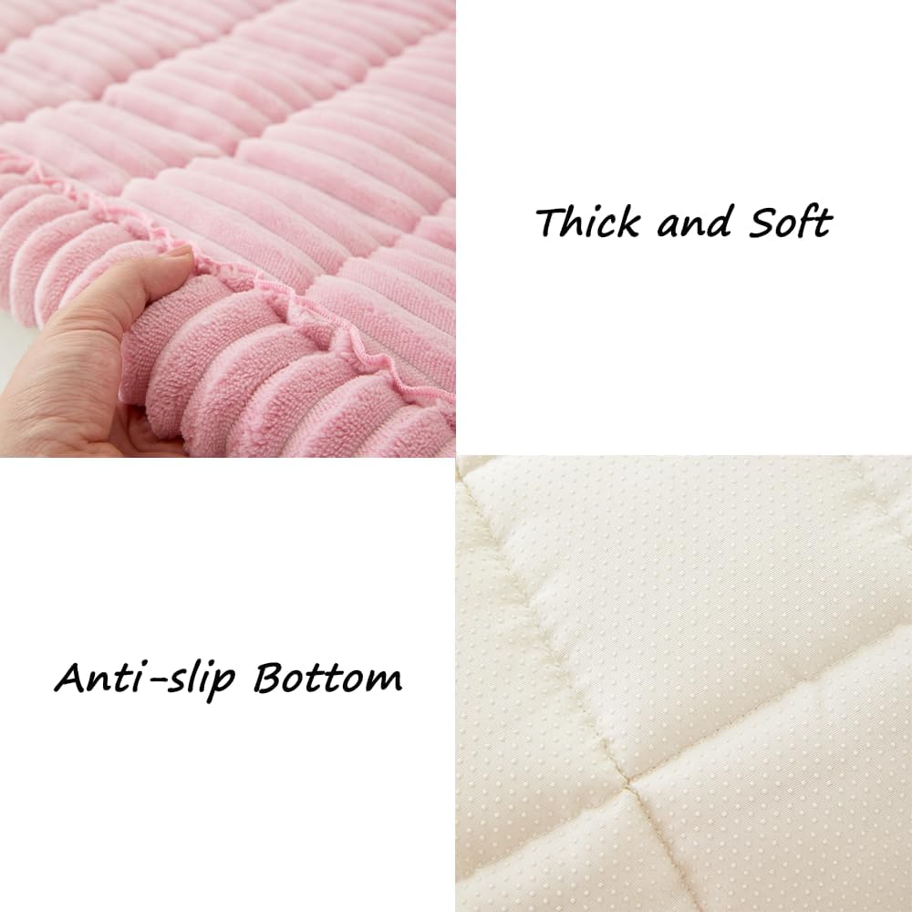 Couch Cover for Dogs Washable, Fuzzy Pet Couch Covers for 3 Cushion Sofa Pet Friendly, Non Slip Sofa Cover (Pink, 27.6" x 70.9"/70 x 180cm)
