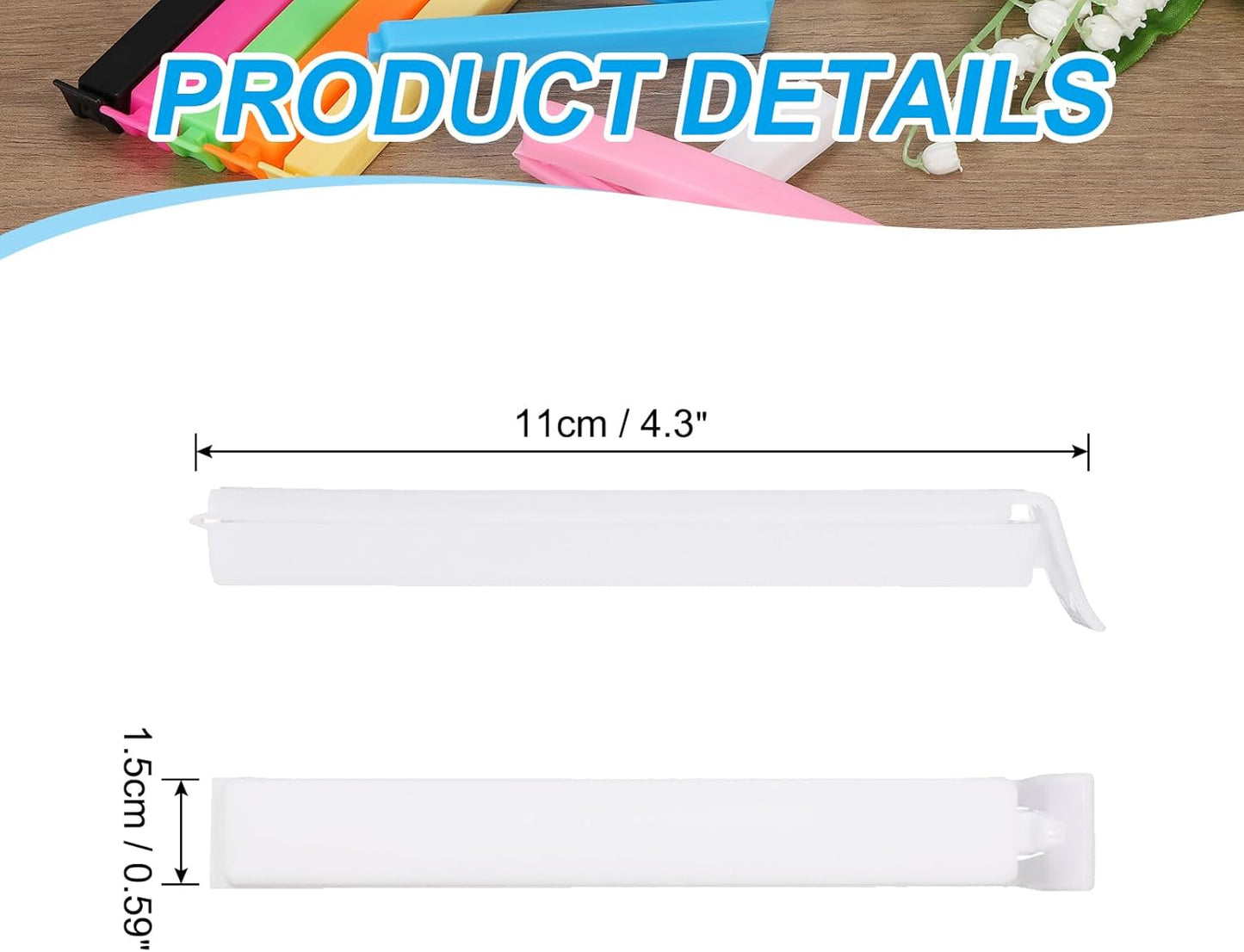 PATIKIL Sealing Clips 4.3 Inch, 10 Pack Reusable Plastic Bag Clip Clamp Sealer for Food Storage Snack Bag Home Kitchen, White