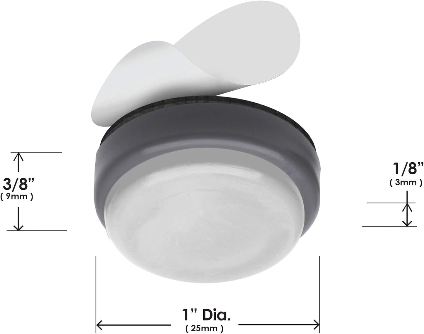 GorillaGlides 1 Inch Chair Sliders/Furniture Floor Protectors (16 Furniture Glides) Self-Adhesive Screw On Chair Glides for Sliding on Low-Pile Carpet & Hard Surface Floors, Round