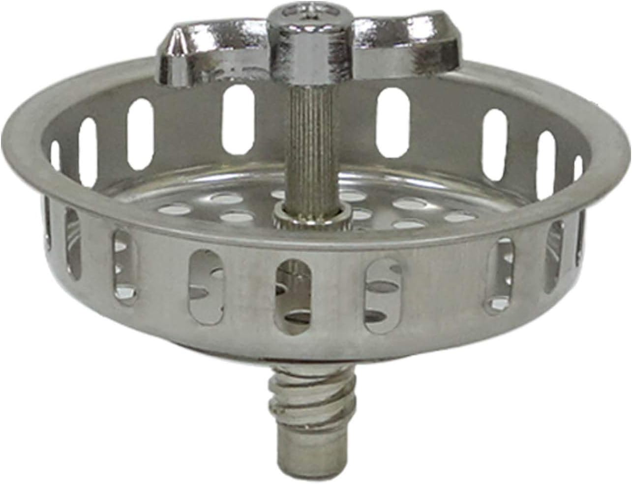 Twist Lock Basket Strainer Replacement (Premium 304 Stainless Steel Construction) for 3-1/2" Spin and Seal Drains W/Threaded Stopper Function-VARNAHOME