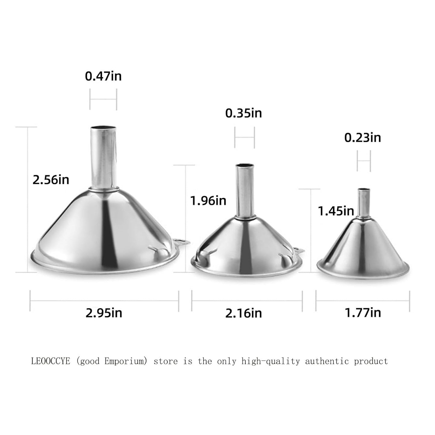3 Pcs Stainless Steel Kitchen Funnel Made of Food-Grade Stainless Steel That withstands high and Low temperatures Perfect for Storing Liquids and Kitchen Spices or Powders Send a Cleaning Brush