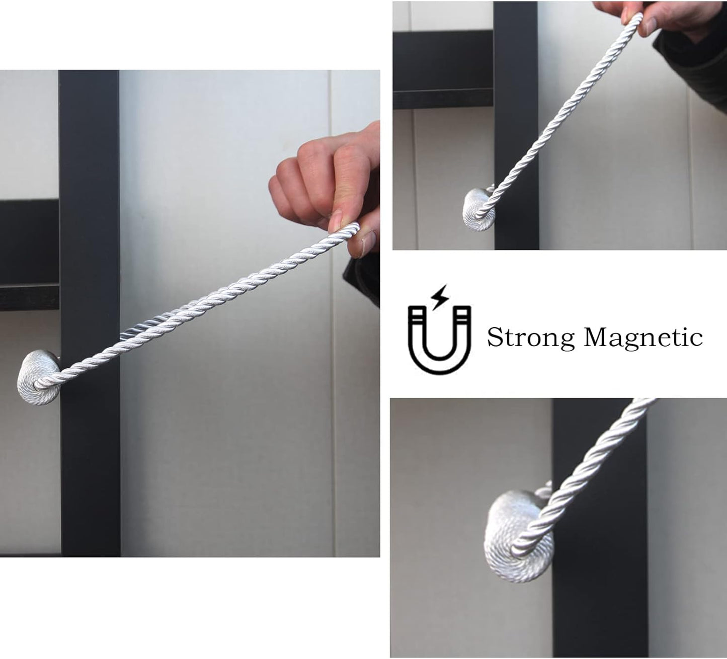 Magnetic Curtain Tiebacks 6 Pack White Curtain Rope Tieback Curtain Holders for Drapes Modern Tie Backs Decorative Curtain Holdbacks