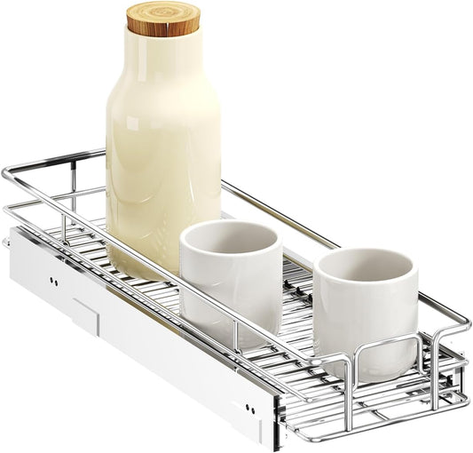 LOVMOR Pull Out Cabinet Organizer 5½" W x 21½" D, Kitchen Cabinet Pull Out Shelves Slide Out Storage