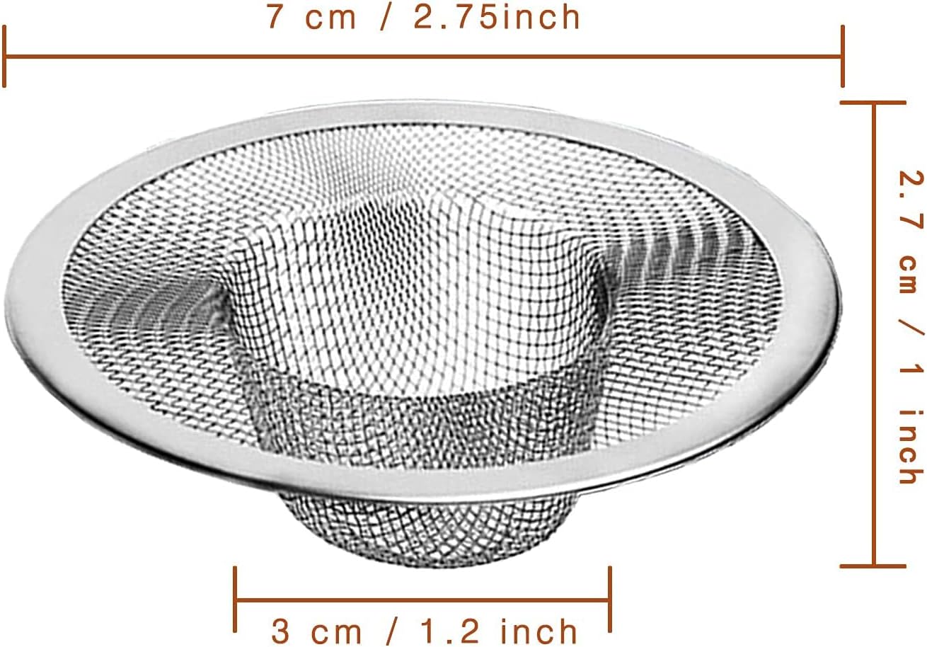 40pcs Heavy Duty Stainless Steel Slop Basket Filter Trap, 2.75" Top / 1" Mesh Metal Sink Strainer,Perfect for Kitchen Sink/Bathroom Bathtub Wash basin Floor drain balcony Drain Hole,Utility
