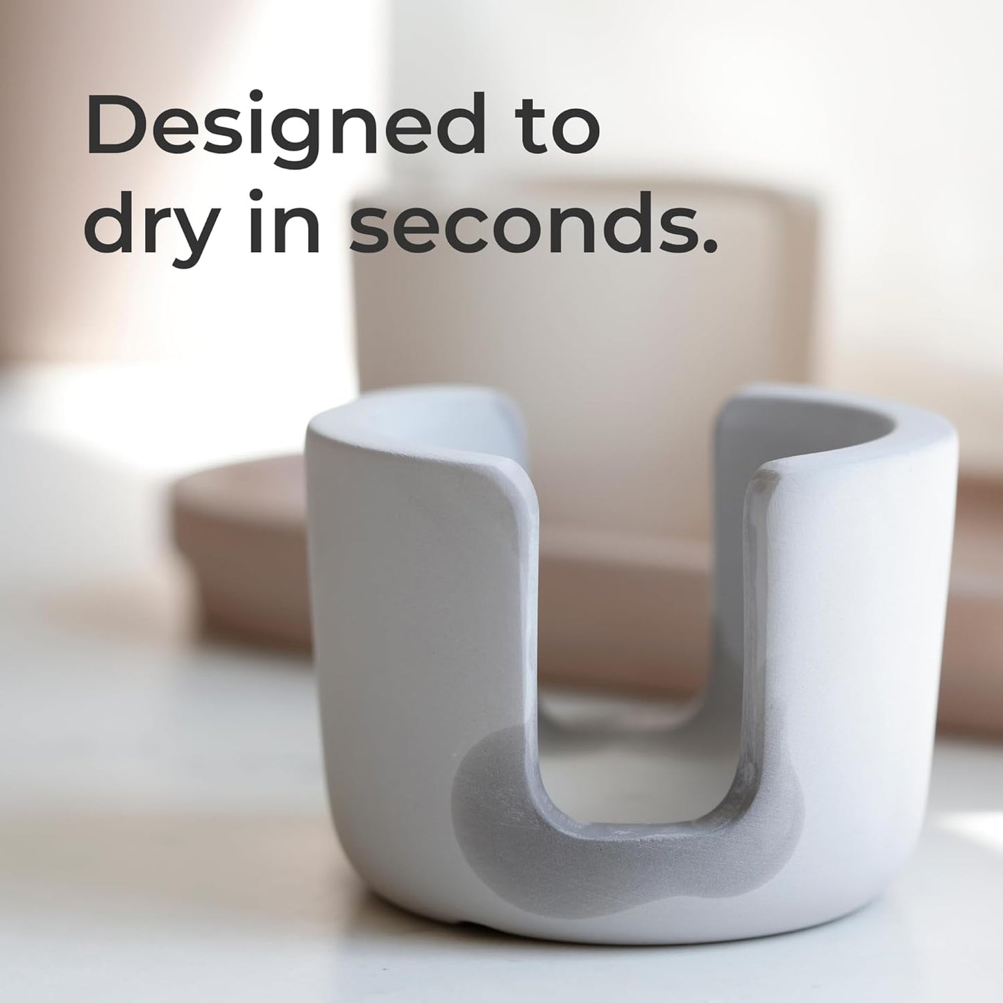 Selegna Diatomite Stone Sponge Caddy – Quick Drying Diatomaceous Earth Sink Organizer – Instant Drying Kitchen Sponge Holder for Sink – Compact Stone Sponge Holder