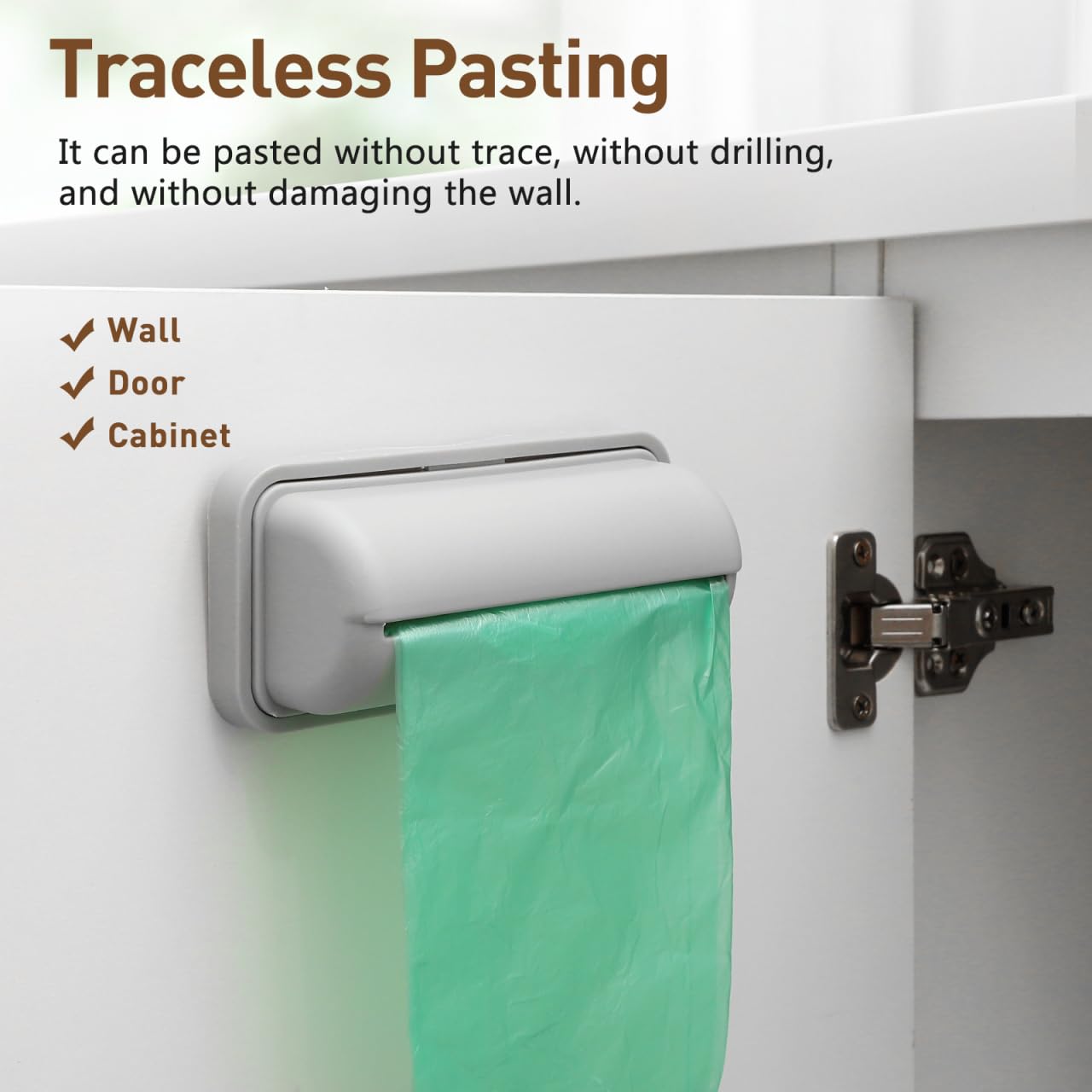 Cabilock 3Pcs Wall-Mounted Trash Bag Storage Box Adhesive Garbage Bag Containers with Easy for Kitchen and Bathroom Organization