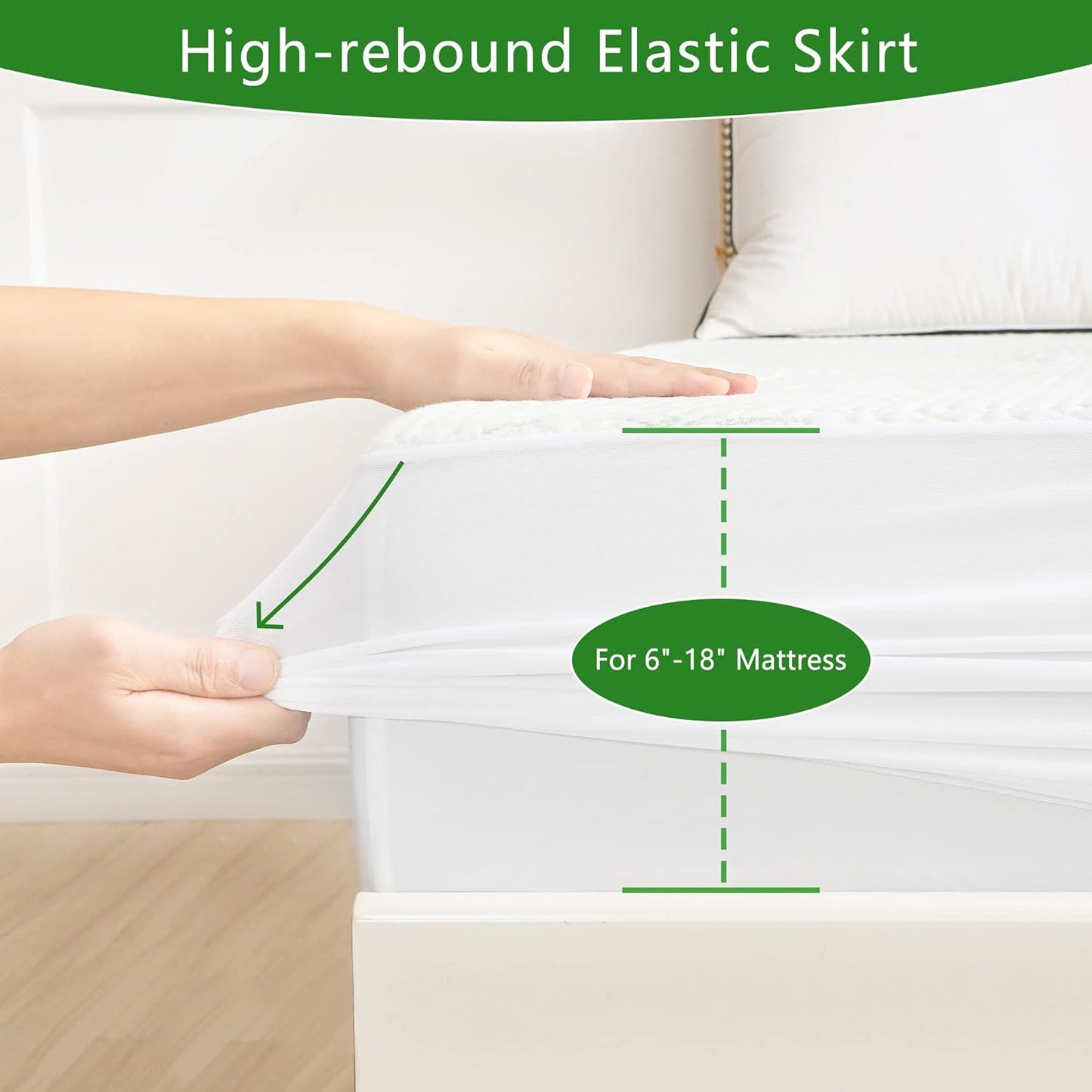 GOONIK California King Mattress Protector, Breathable Bamboo Viscose Waterproof Cal King Mattress Pad Cover with 6-18 inches Deep Pocket