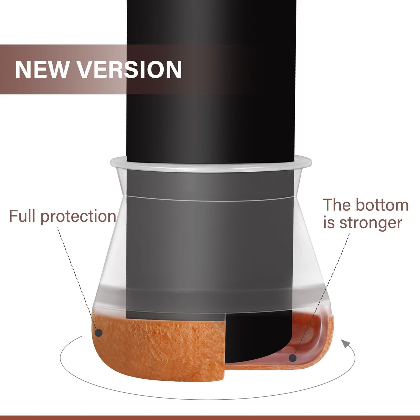 Chair Leg Floor Protectors Chair Leg Protectors for Hardwood Floors Felt Silicone Caps Strengthen Bottom Protection Anti-Scratch Reduce Noise 32 Pack Clear Round Large Fit 1-3/16" to 1-5/8" (30-40mm)