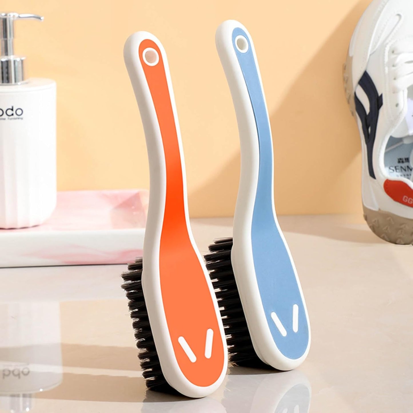 Soft Bristle Scrub Cleaning Brush Stain Remover Brush Fabric Cleaning Brush Laundry Brush Small Scrub Brush Cleaner Household Cleaning Brushes for Carpet, Clothes, Bathroom,Sneaker-2 Pack (Blue)