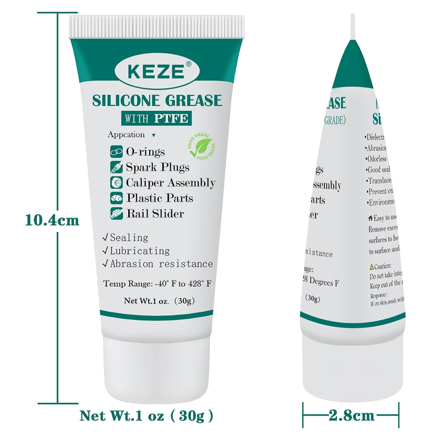 KEZE Silicone Grease Tube PTFE Synthetic Lubricant Sliding Door Grease Automotive Lubrication RV Toilet Seal Lubricant for Plumbing Faucet O Rings Plastic Parts Rubber Seal 1 oz 4-Tube