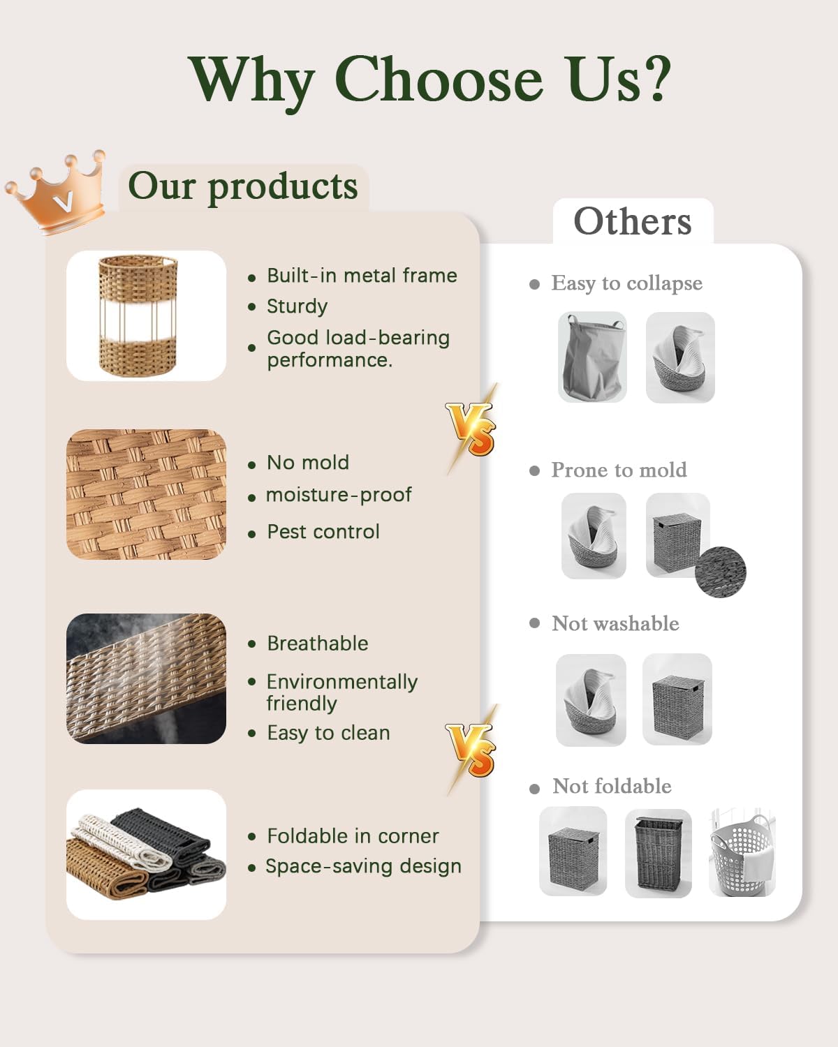 Laundry Basket Round Rattan Laundry Hamper 29.1 Gal (110 L) Handwoven Large Wicker Basket with Handles, Wicker Hamper with Removable Bags and 2 Mesh Bags for Bathroom Living Room Natural