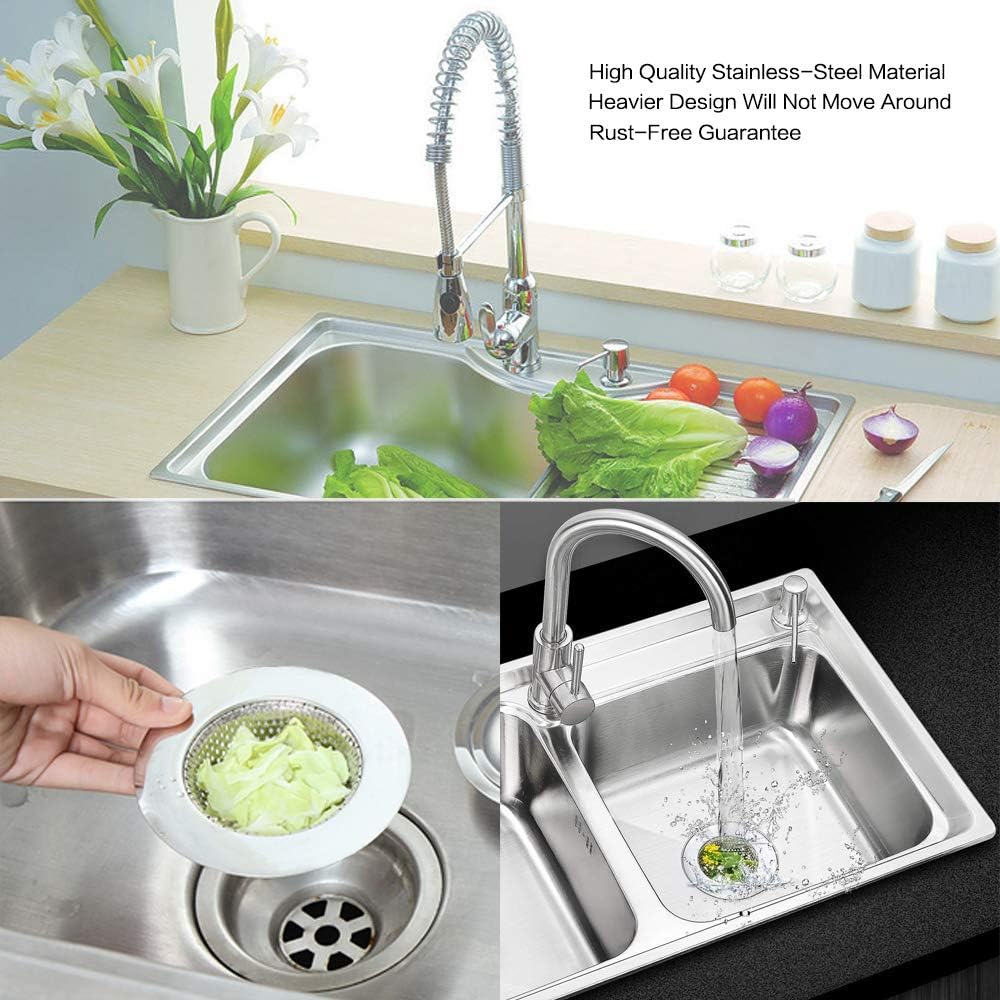 Shower Drain(4 Pack), Bathtub Drain Cover, Sink Tub Drain Stopper, Sink Strainer for Kitchen and Bathroom, Hair Stopper for Bathtub Drain Cover Size from 1.5'' to 4.45''. (Silver-Round Hole)