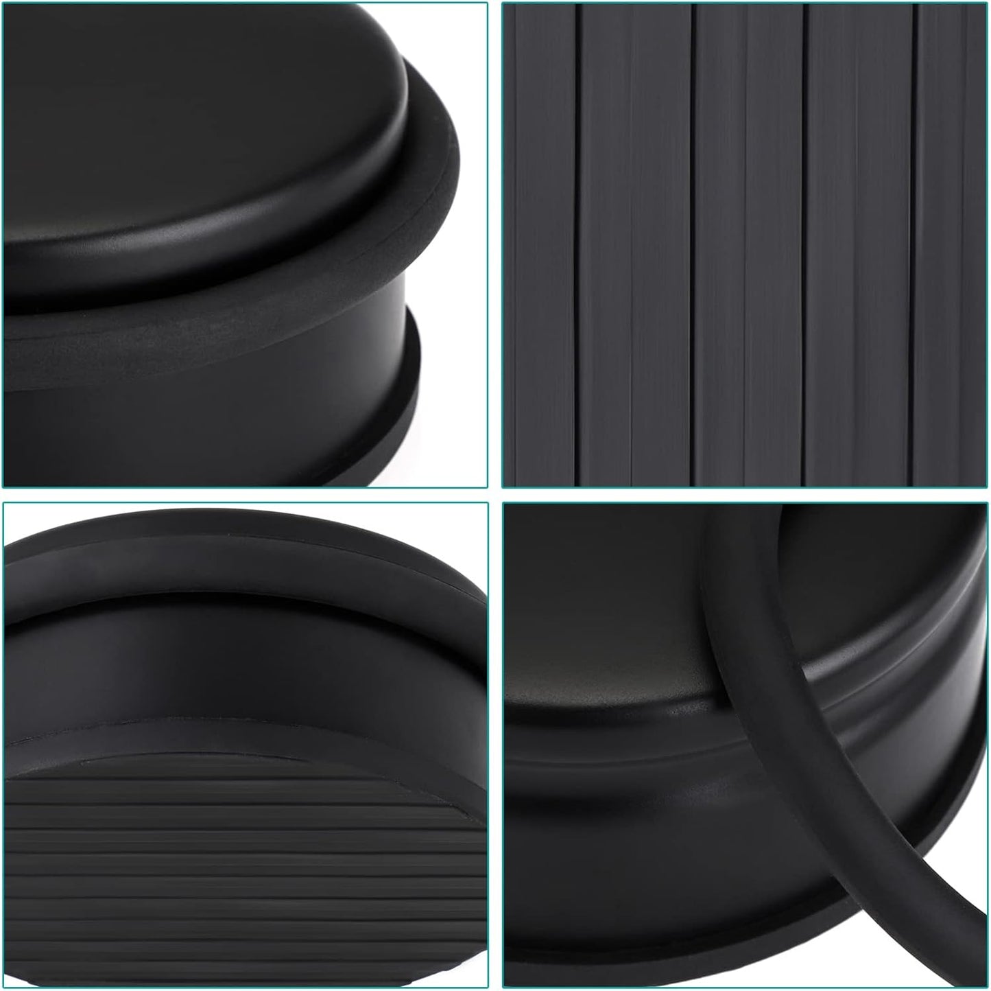 Sumnacon Heavy Duty Floor Door Stopper No Drill, Durability Stainless Steel Door Stops with Anti-Skid Rubber - Contemporary Decorative Safety Doorstop for Home Office Commercial Industrial, Black