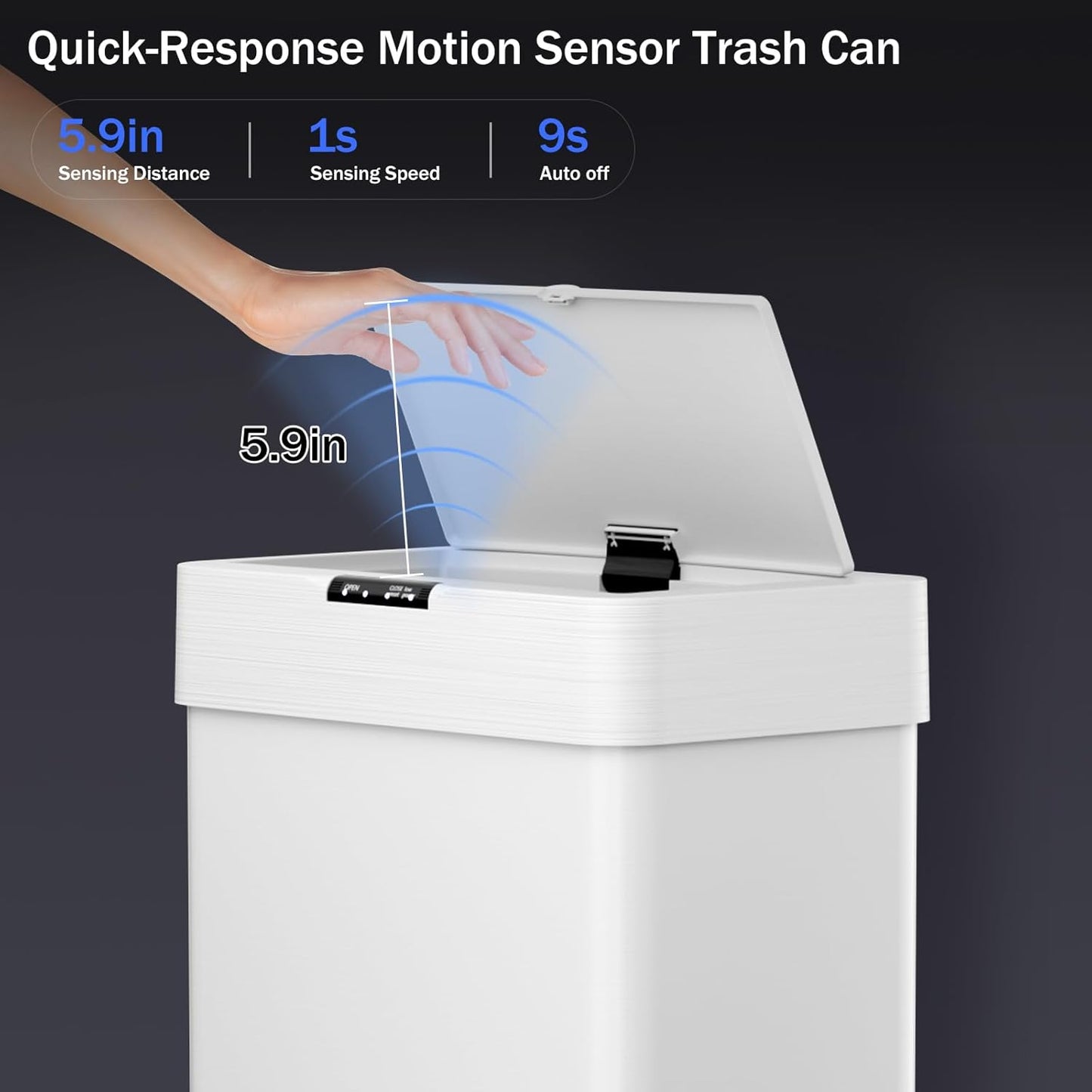 TLSUNNY 21.1 Gallon Motion Sensor Trash Can,Touchless Automatic Garbage Can,Brushed Stainless Steel Smart Bin,with Bag Holder,Soft Close Lid,for Kitchen,Office,RV,Bedroom,Living Room (White, 80L)