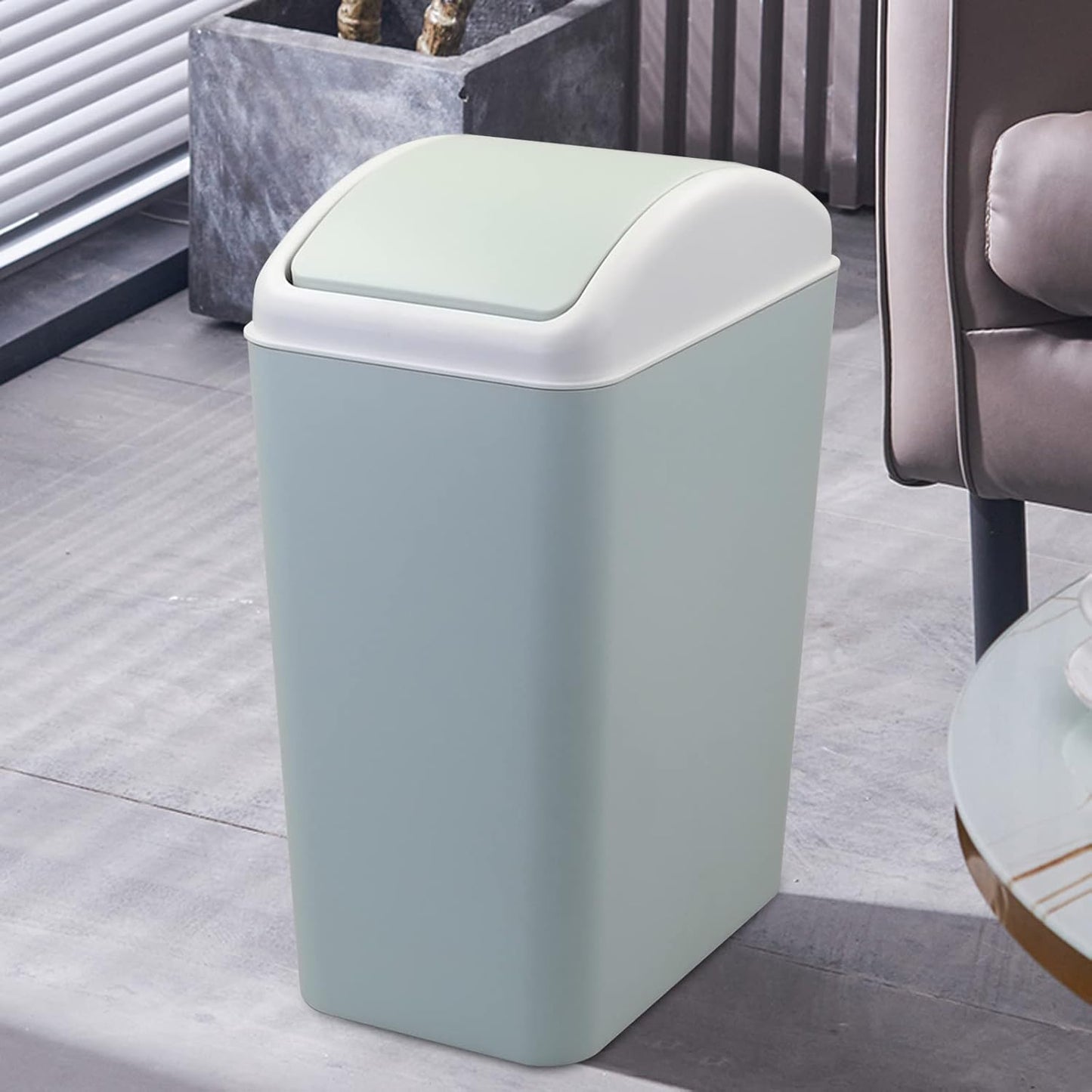 1 Pack Plastic Waste Can, Garbage Can with Swing Lid, 4.5 Gallon Kitchen Trash Can (Blue)