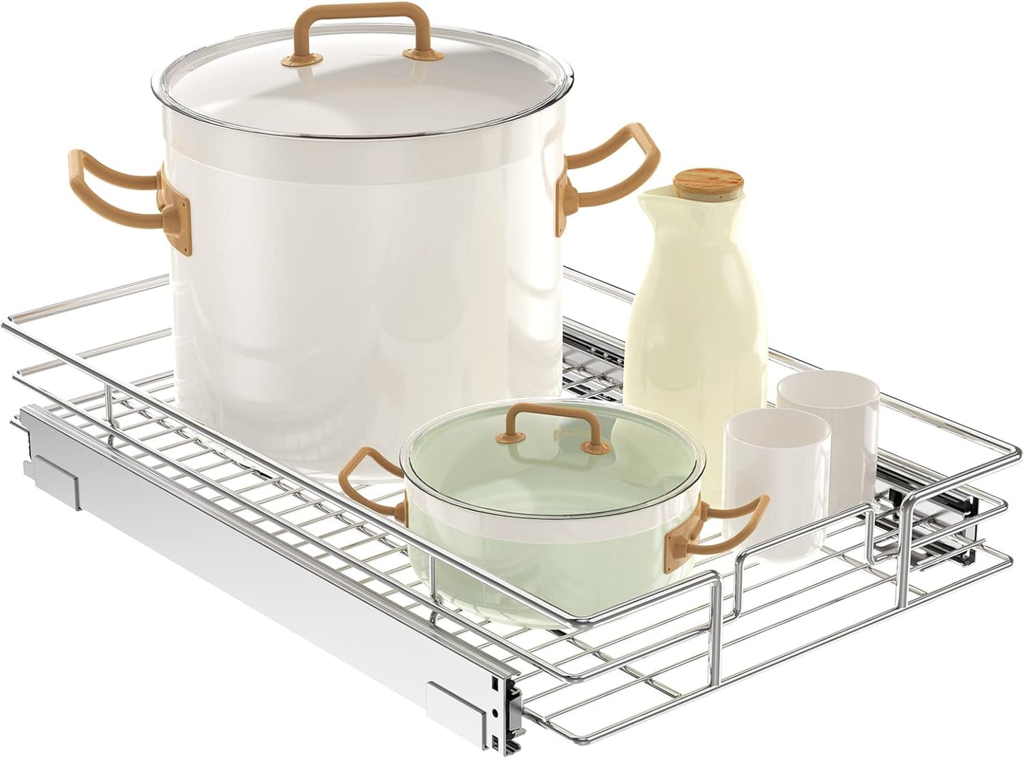 LOVMOR Pull Out Cabinet Organizer 14½" W x 21½" D, Kitchen Cabinet Pull Out Shelves Slide Out Storage