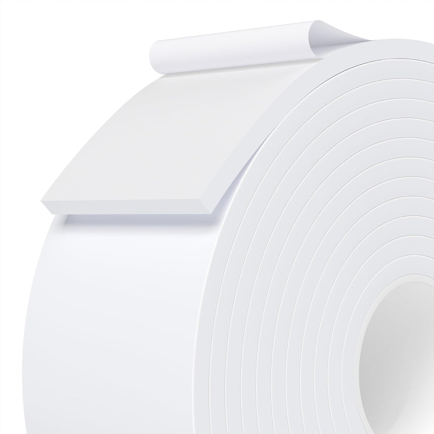 Weather Stripping Door Seal White,2Inch Wide X 1/4 Inch Thick,Air Conditioner Window Seal,Self Adhesive Foam Tape High Density Foam Sealing Strip,Soundproof Foam Tape Roll,Total 16.4 Feet Long