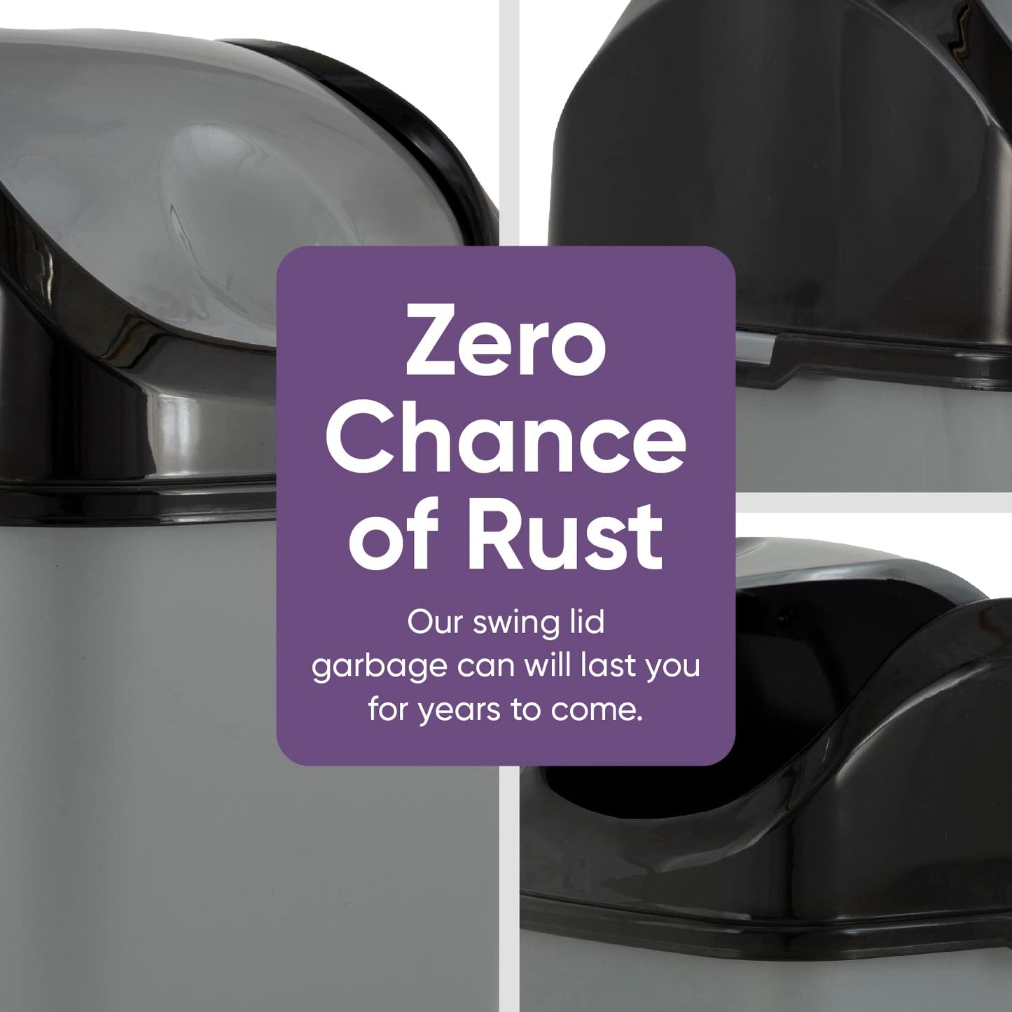 Superio Mini Plastic Trash Can with Swing Top Lid 1.25 Gallon Compact Small Waste Bin Portable Garbage Can for Countertop, Desktop, Make up Vanity, Bathroom, Car, Under Sink, Dorm 5 Qt. (Grey/Black