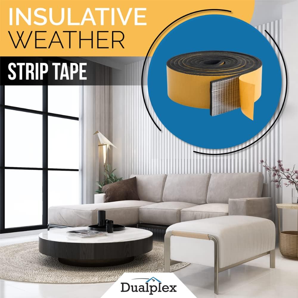 High Density Foam Weather Stripping Door Seal Strip Insulation Tape Roll for Insulating Door Frame, Window, Air Conditioner | Self Adhesive Sealing Weatherstrip (3 in x 1/16 in x 10 Ft, Black)