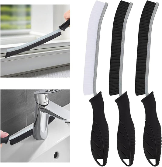 3Pcs Hard Bristle Crevice Cleaning Brush, Scrub Brush, Kitchen Sink Cleaning Brush, Grout Brush, Corner Brush Cleaning Tools for Toilet, Bathroom, Gap, Home, Household, Window (3, Black)