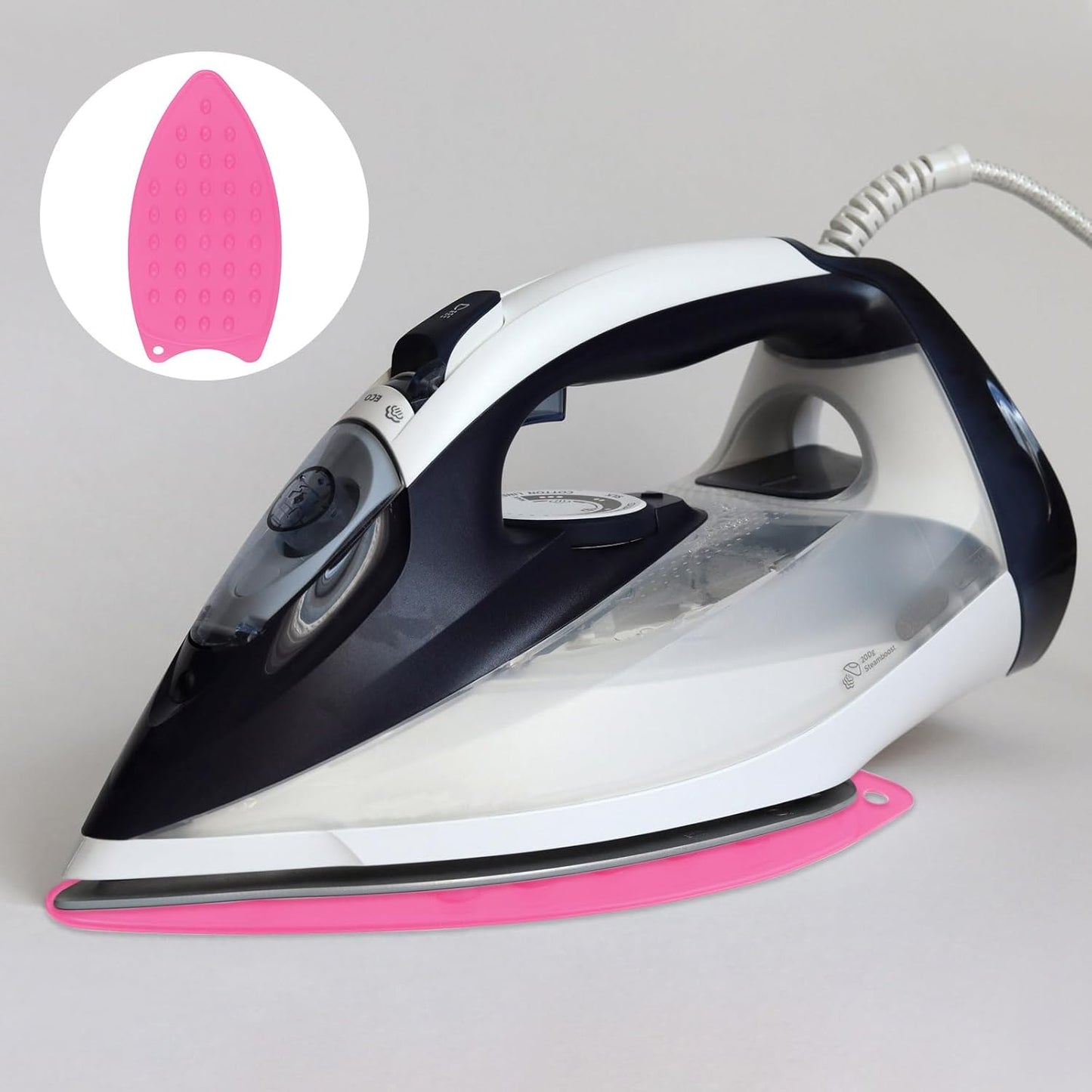 HARFINGTON 2pcs Silicone Iron Rest Pad, Multipurpose Iron Hot Resistant Mat Iron Rest Plate for Ironing Board Hot Heat Resistant Steam Compact Mat, Fuchsia/Blue