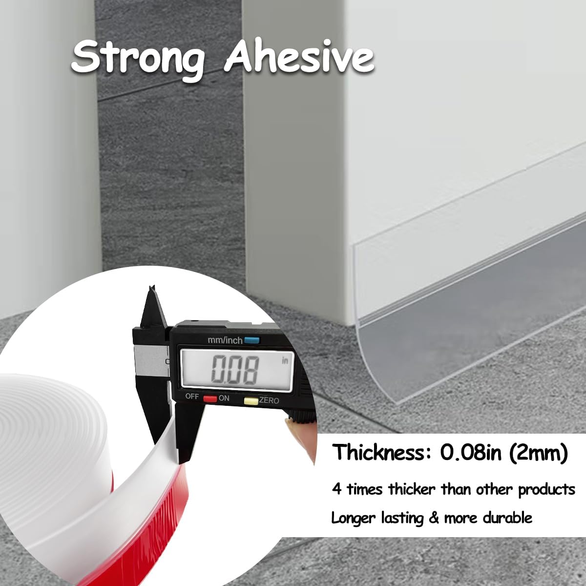 Silicone Weather Stripping, 2 inch (W) x 20 Ft (L) Door Draft Stopper Window Seal Strip for Gaps of Door & Windows, Garage Door Under Bottom, Sealing Tape Shower Doors Sweep, Black