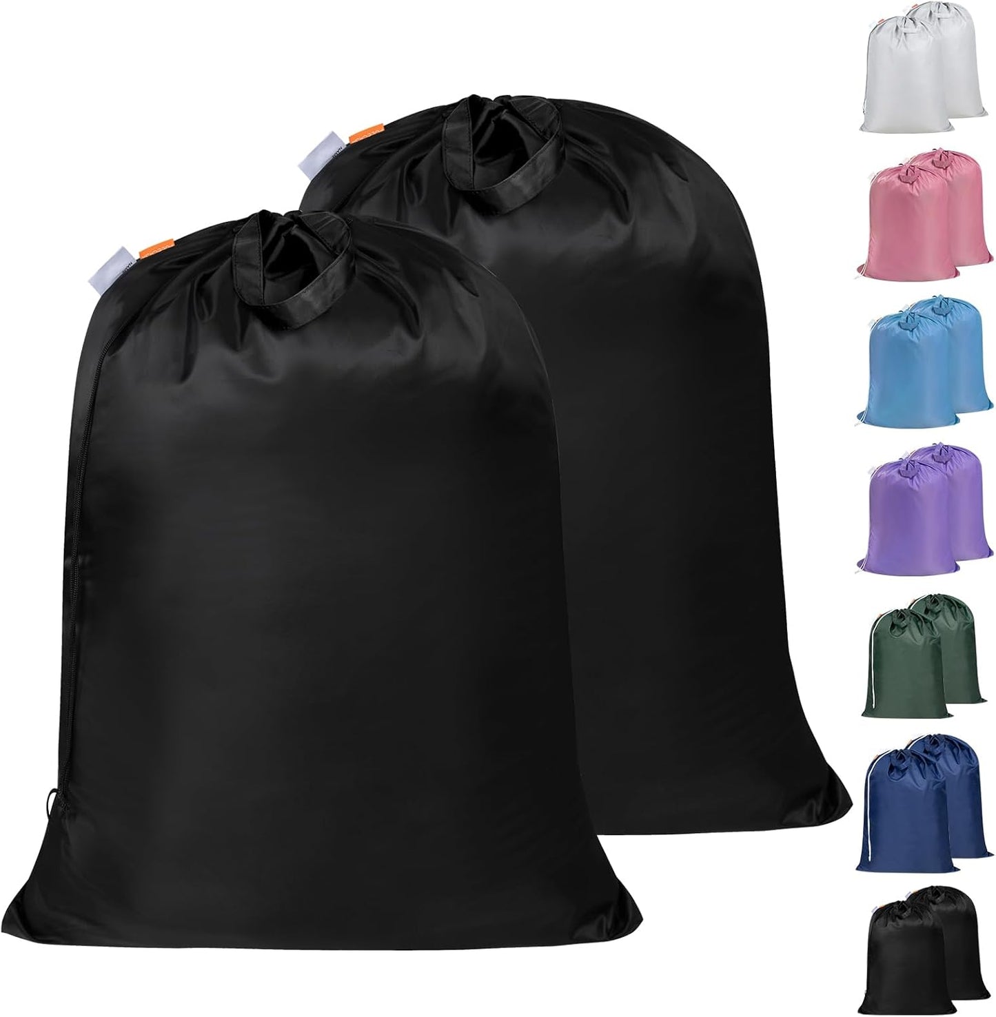 Polecasa Heavy Duty Large Laundry Bag with 130gsm Tear Resistant Fabric and Handles, Easy to Carry Durable Dirty Clothes Drawstring Bag, Perfect for College Dorm, Travel, 2 Pack 28”x36”, Black