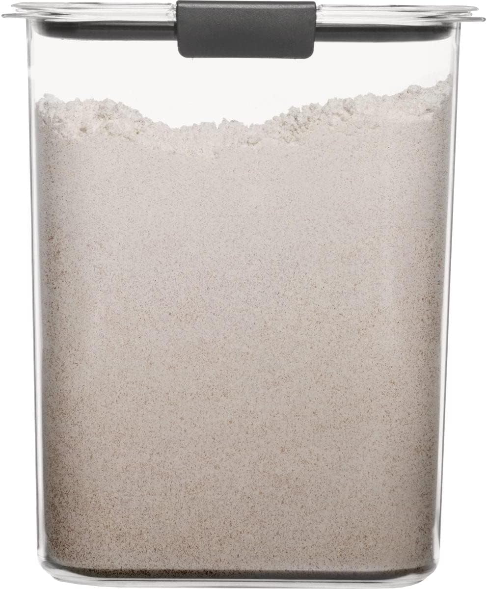 Rubbermaid Brilliance Food Storage Container, 16-Cup, Airtight | Clear/Grey | For Pantry Organization | Pack of 2