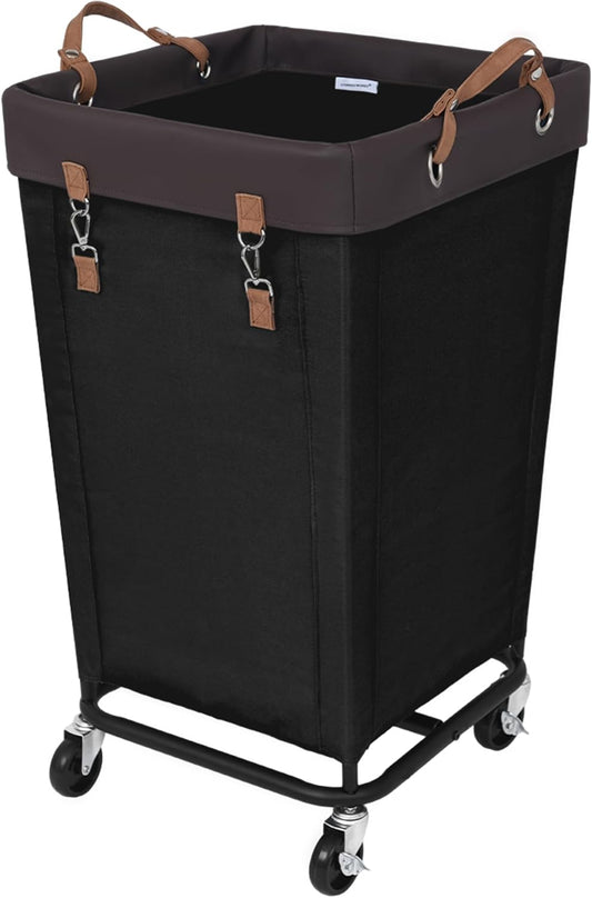 StorageWorks 160L Laundry Basket with Wheels, Large Rolling Hampers for Clothing Organizer, Dirty Clothes Basket for Hotel, Home, Closet, Dorm, Black