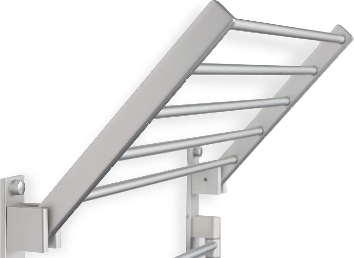 brightmaison BGT Wash Clothes Drying Rack Wall Mount Laundry Room Organizer with Hooks & Swing Arms, 17" Metal Laundry Rack Silver