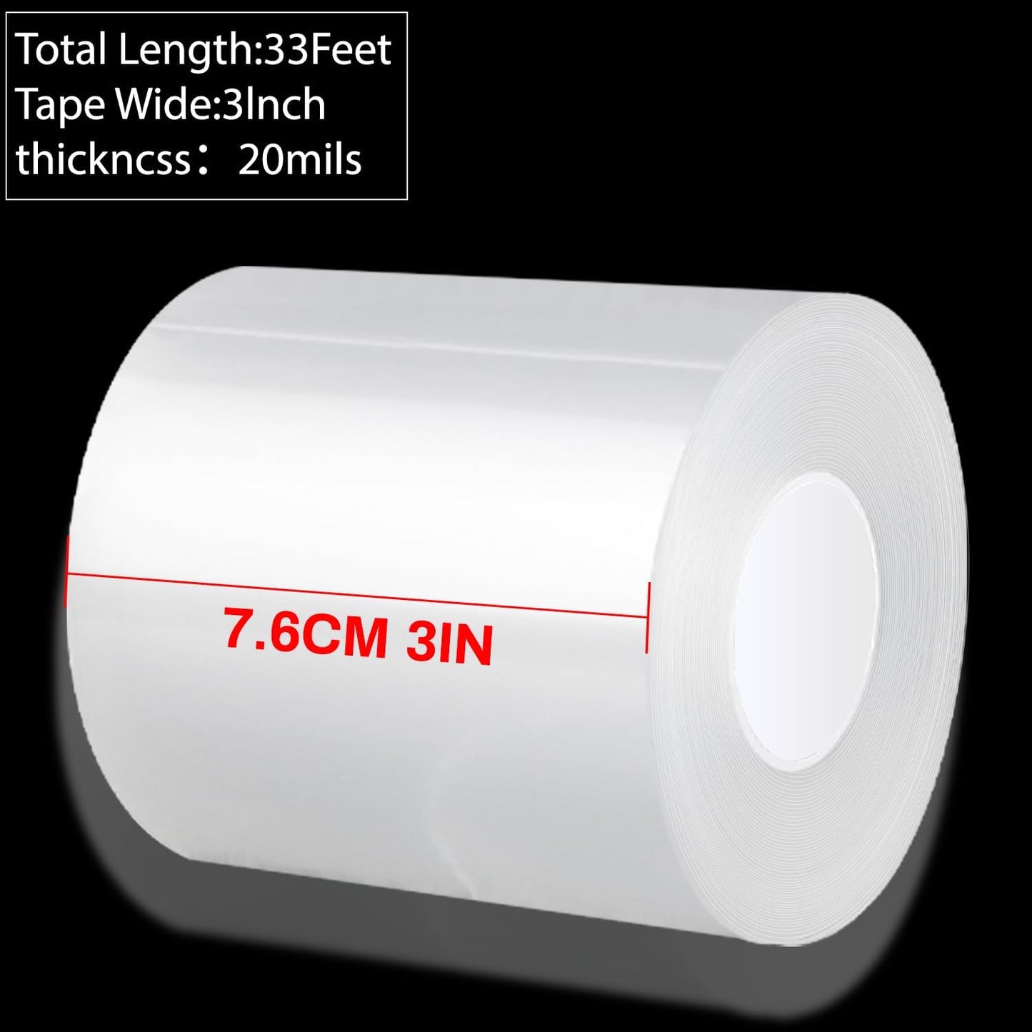 Transparent Window Weather Sealing Tape 3 Inch x 33 FT Weather Stripping Residue-Free Clear Window Insulation Tape for Doors Windows and Shower Glass Gaps (3 in * 33 FT)