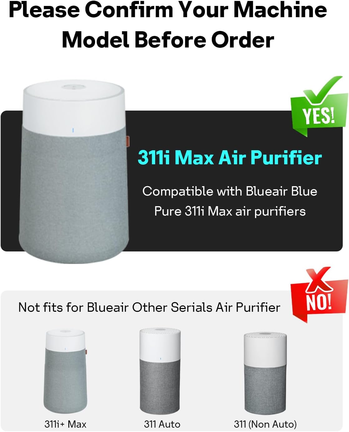 Leemone 2 Pack Blue Pure 311i Max Replacement Filter Compatible with Blue Pure 311i Max Air Purifier, Activated Carbon Filter