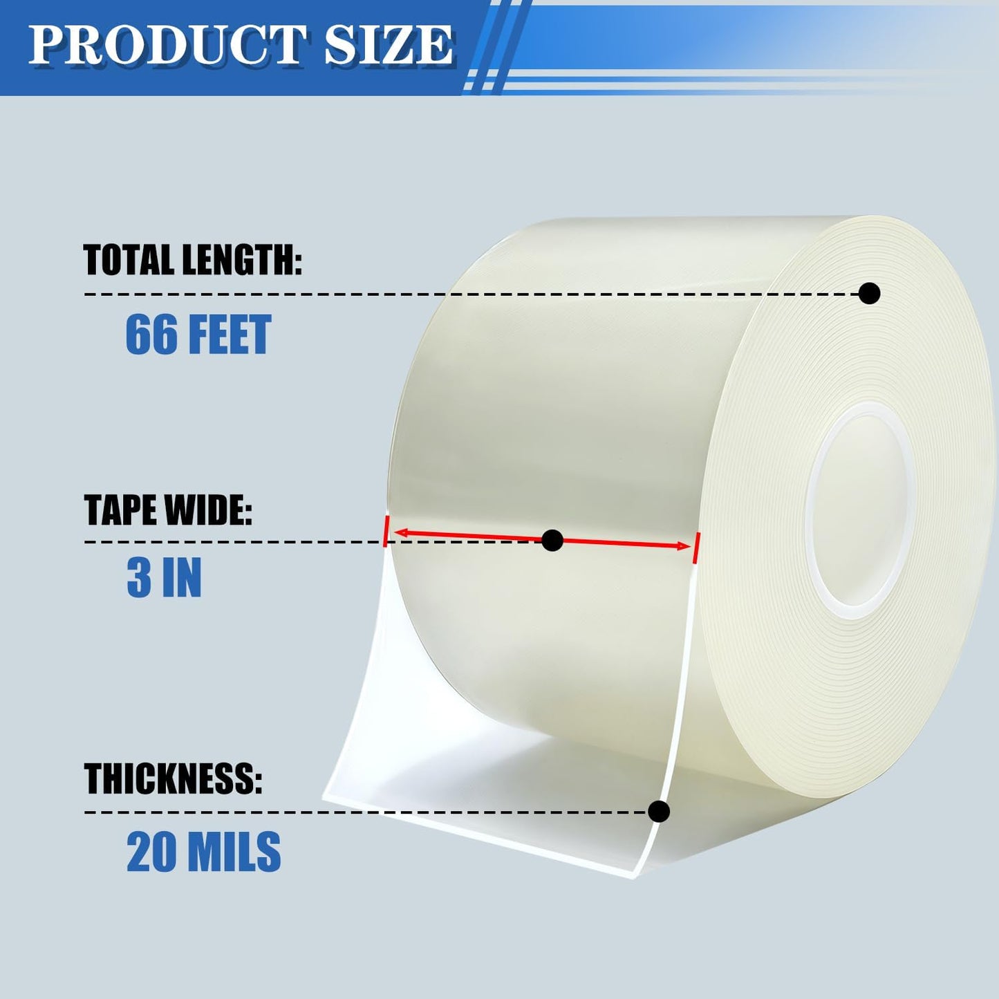 Window Weather Sealing Tape 3 in x 66 FT Weather Stripping Weatherproof Draft Stopper Clear Window Insulation Tape for Doors Windows Garages RVs Energy Saving Kit