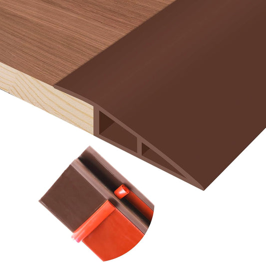 Floor Transition Strip Self Adhesive Vinyl Door Threshold for Doorways Carpet Edging Trim Overlap Edge Reducer for Laminate Floor, Carpet, Tile (Brown, 3/5" to 4/5", 10Ft)