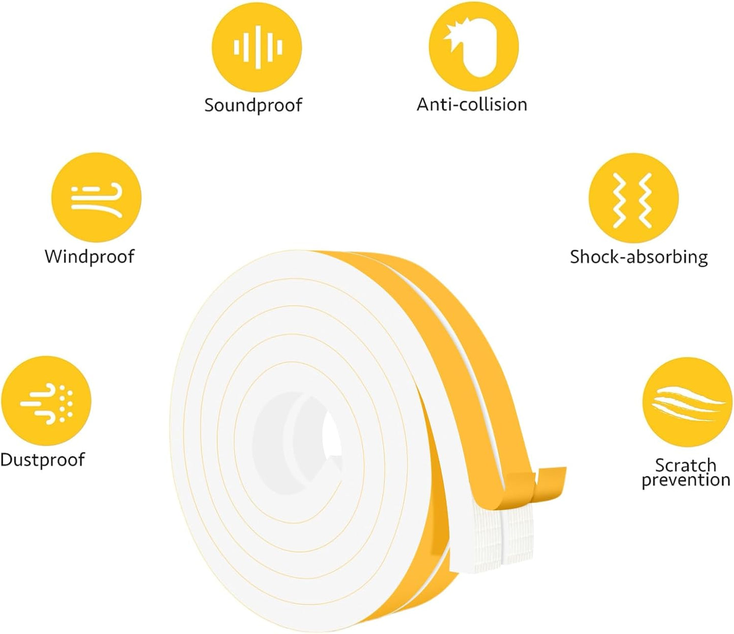Strong Adhesive Weather Stripping for Doors and Windows, High Density Door Seal, SoundProof Weatherproof Foam Insulation Tape, Windproof, Anti-Scratch Weatherstrip (3/4 in x 1/2 in x 13Ft)