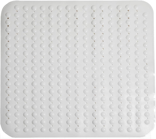 ENKOSI Extra Large Square Non Slip Shower Mat - 31 x 31-inch XL Bathroom Shower Mat - Square Shower Matts for Shower Stall Floors | Secure Suction Cups and Drain Holes (31x31 White)