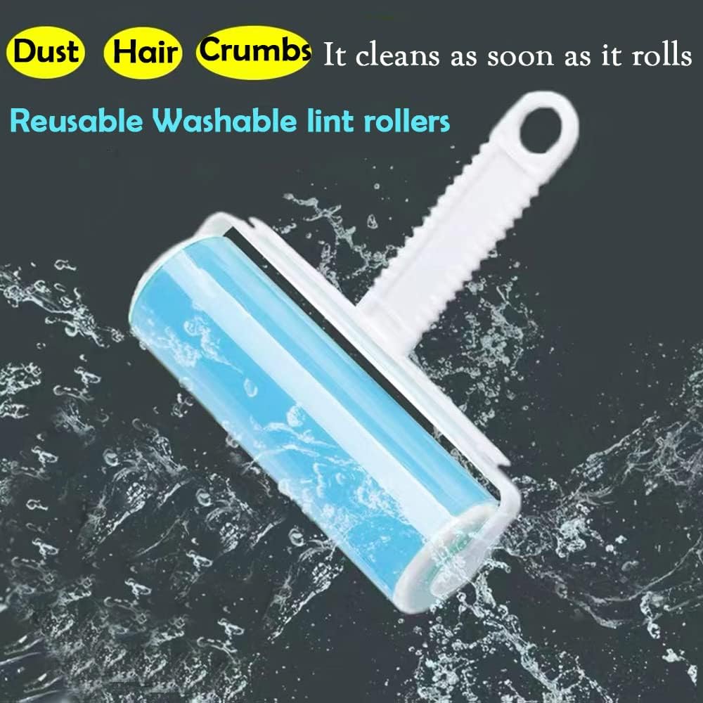 Travel Lint Roller 3 Pack, Washable Lint Roller Reusable Compact Pet Hair Remover Cleaner with Cover for Clothes, Pet Hairs, Include Large/Medium/Small Size