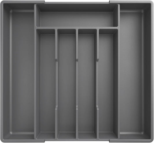 Kitsure Silverware Organizer for Drawers - Expandable Cutlery and Utensil Drawer Organizer with Easy Maintenance, Premium PP Kitchen Organizers and Storage for Flatware, Grey, 13.2" x 12.2" x 1.6"