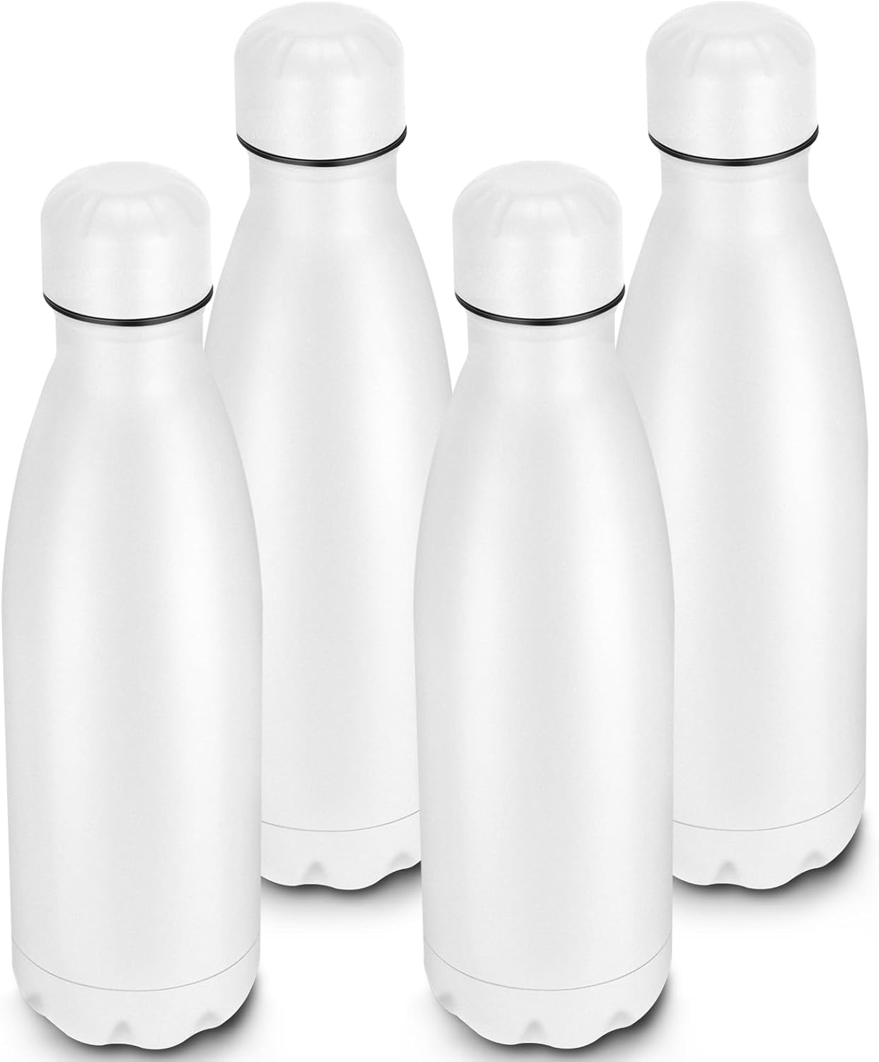 25oz Cola-Bottle Shaped Stainless Steel Leak-proof Water Bottle,Double Wall Vacuum Insulated Metal,Travel Mug For Sports Indoors & Outdoors,BPA-Free School Kids Flasks,White(4 Pack)