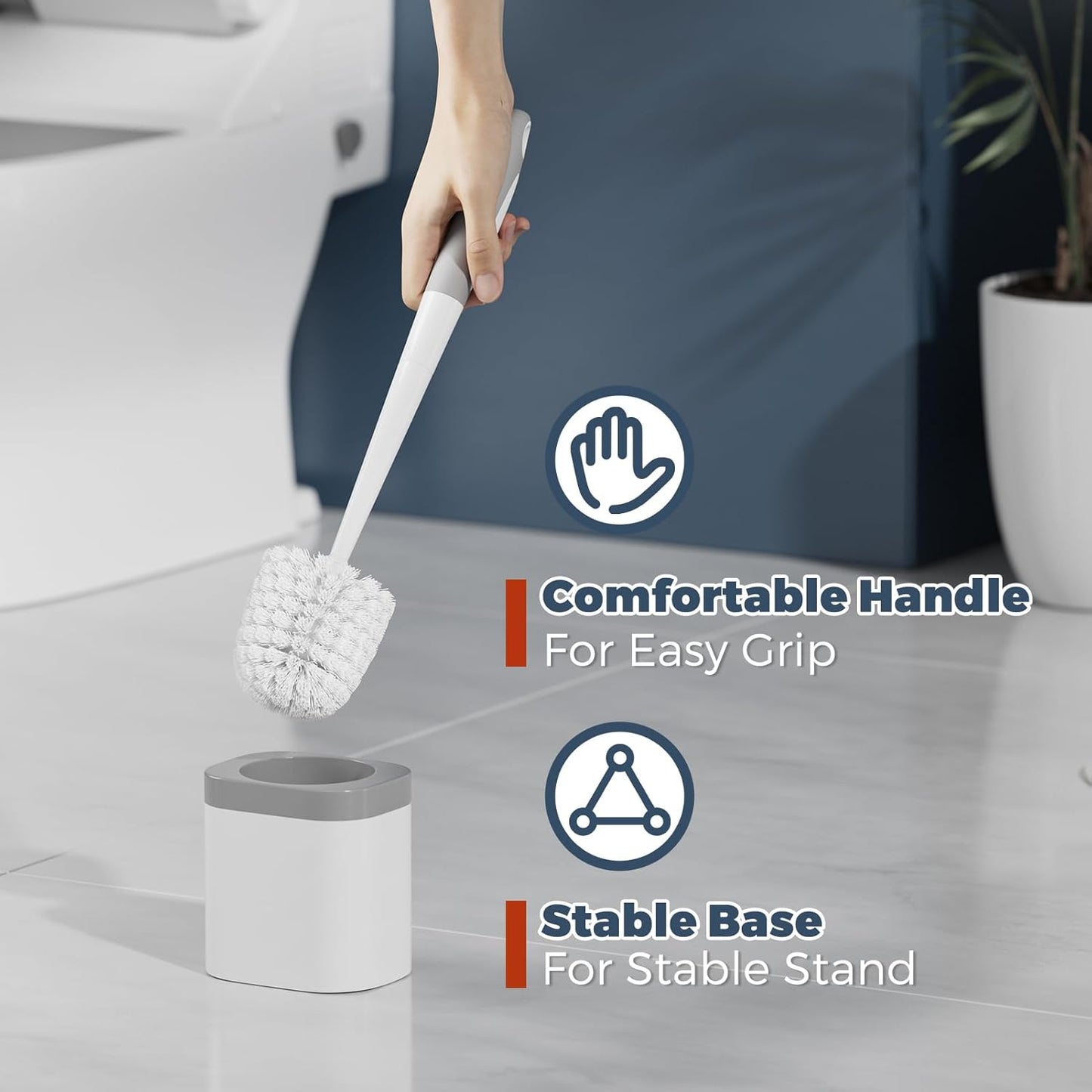 Toilet Brush, 2 Pack Toilet Brush and Holder Set Bathroom Accessories, Toilet Bowl Brush and Holder for Bathroom, White